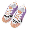 MARSVOVO Toddler Girl Slip On Sneakers Lightweight Breathable Athletic Slip On Girl Running Shoes Comfortable Sport First Shoes for Walking Boy Girl Cat Note Purple Orange Design Size 2 US