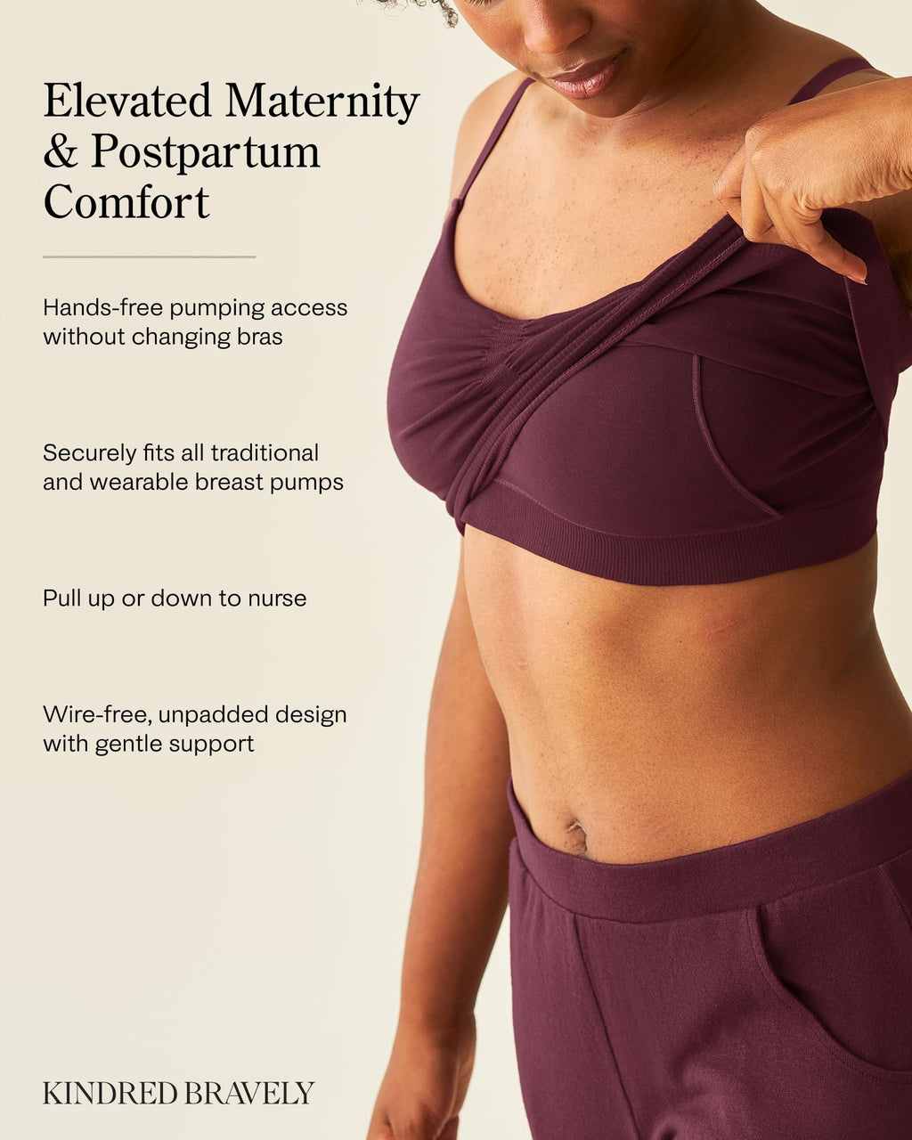 Kindred Bravely Sublime Sleep Pumping Bra Hands Free, Adjustable Pumping & Nursing Bra (Pale Pink, 2X Busty)
