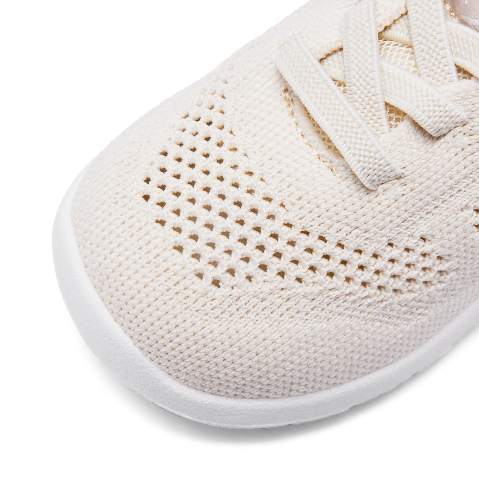 MORENDL Toddler Sneakers Baby Non-Slip Lightweight Breathable Barefoot Shoes Infant Tennis Walking Shoes Khaki Mesh 15-18 Months
