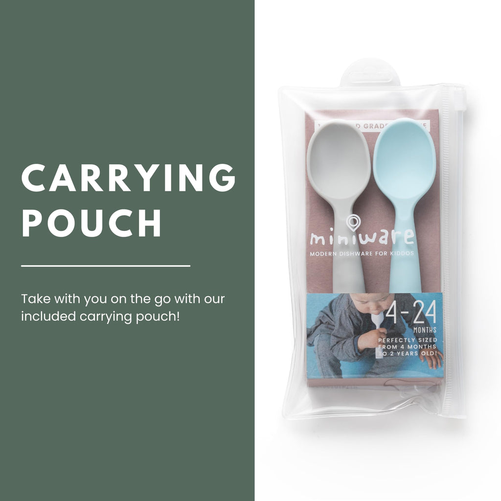 Miniware Teething Spoon Cutlery Set (Grey and Aqua)