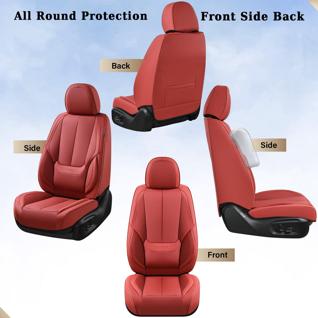 Coverado Car Seat Covers, Seat Covers for Cars, Waterproof Leather Auto Seat Protectors, Leather Car Seat Cushion, Car Interiors Accessories Universal Fit for Most Cars