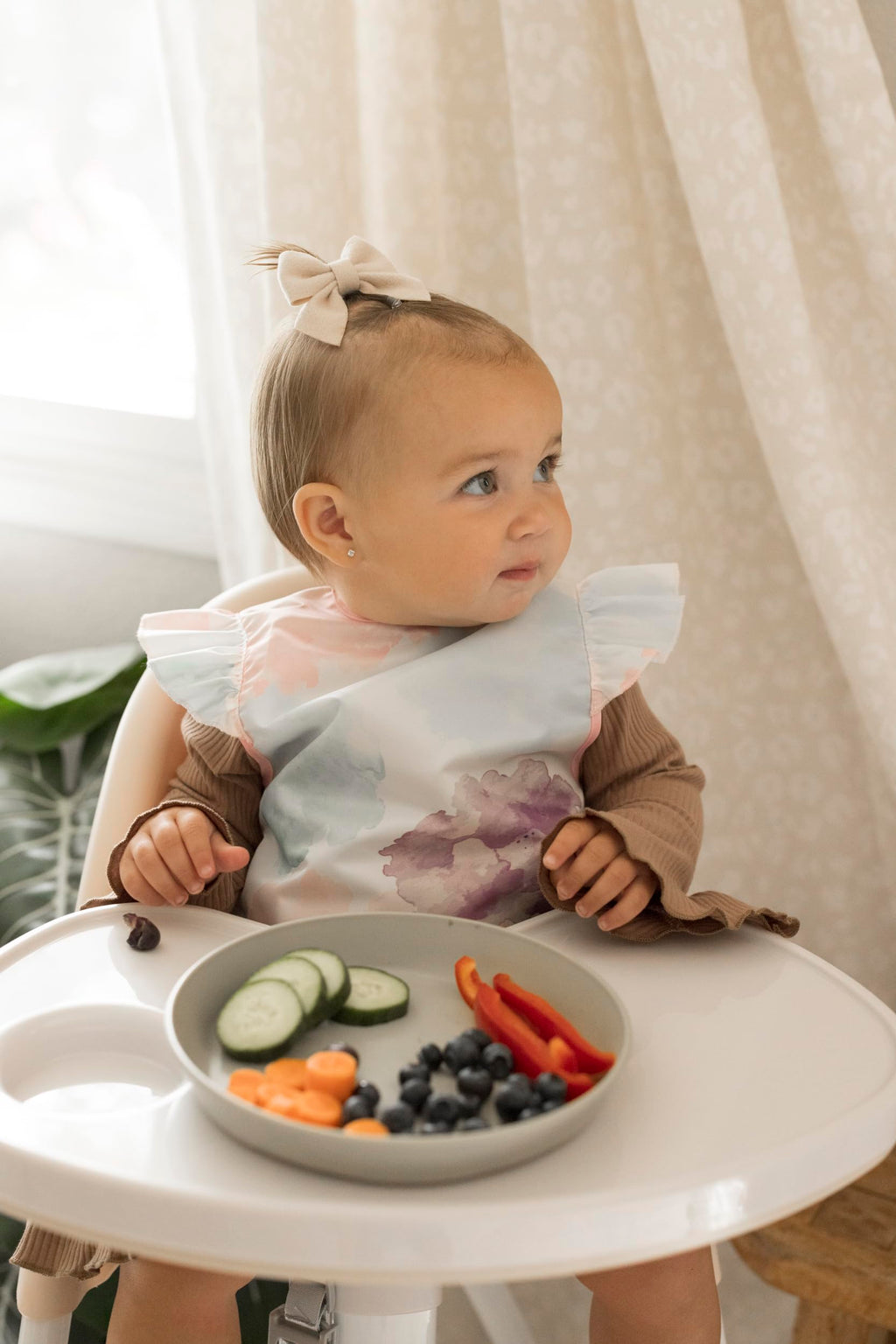 Tiny Twinkle Mess Proof Baby Bib for Girls | Waterproof Toddler Bib for Eating | Baby Apron for Feeding | Machine Washable | Perfect Shower Gift (Cotton Candy, 6–24M)