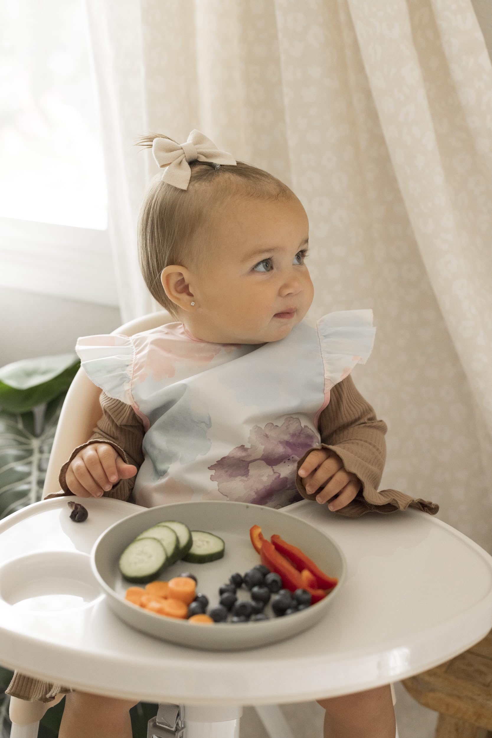Tiny Twinkle Mess Proof Baby Bib for Girls | Waterproof Toddler Bib for Eating | Baby Apron for Feeding | Machine Washable | Perfect Shower Gift (Cotton Candy, 6–24M)