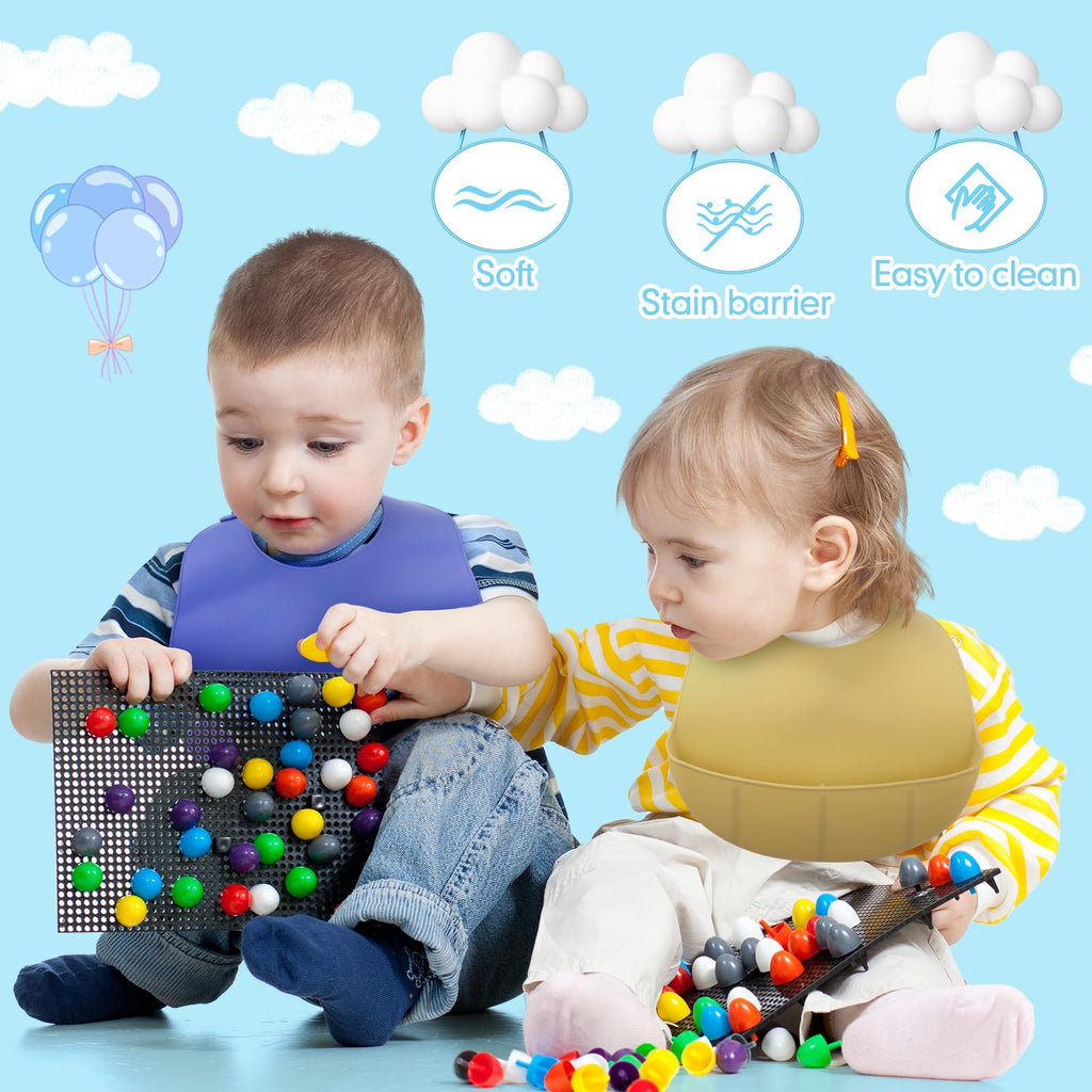 Mepase 24 Pcs Silicone Bibs Waterproof Silicone Baby Bibs Soft Adjustable Baby Feeding Unisex Kid Eating Supplies (Classic Color)