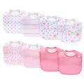 lazyrhino 8 Pack Baby Bibs Unisex Adjustable with Snaps Ultra Soft Absorbent Drooling Teething for Boys and Girls (pink-lht-8pcs)