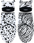 Cinaci 2 Pieces Adjustable Soft Cotton Baby Swaddle Sleep Sacks Hats Newborn Nursery Caps Beanies Bonnets Swaddle Blanket Wraps for Baby Girls Boys Infants Newborns (2PCS S14)
