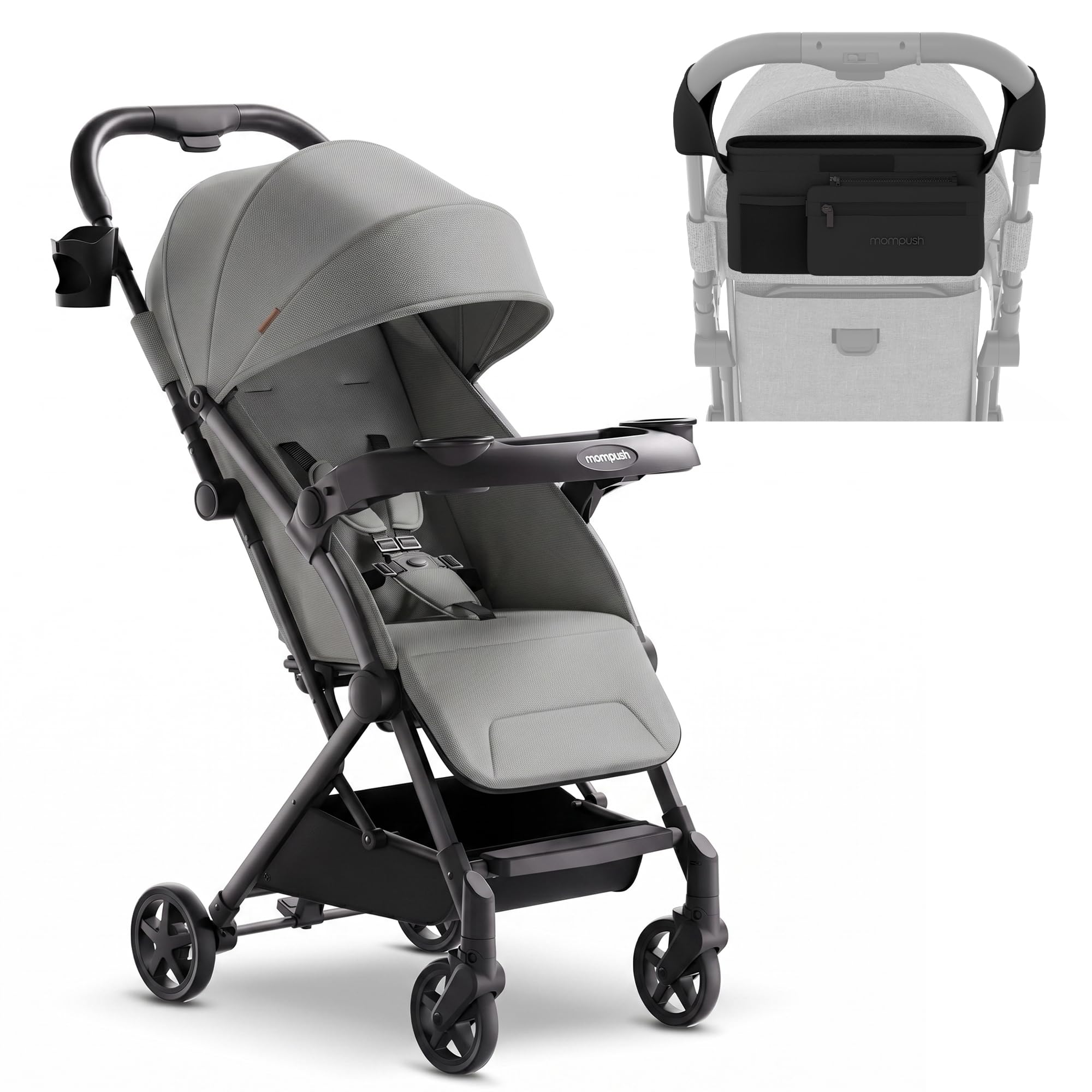 Mompush Lithe V2 Lightweight Travel Stroller with Organizer Included