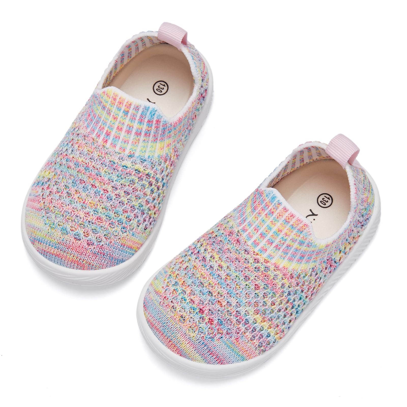 MORENDL Toddler Shoes Baby Walking Sock Shoes Non-Slip Breathable Boys & Girls Sneakers Infant Tennis Shoes Multi Rainbow 6-9Months