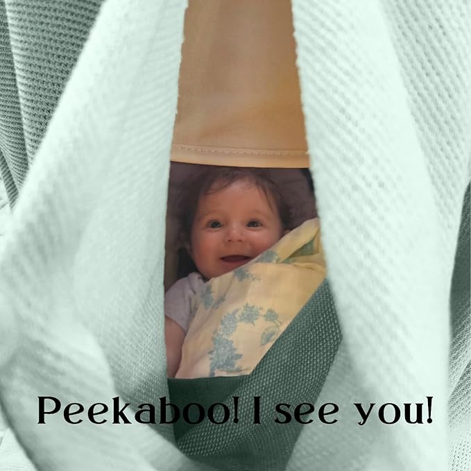 Little Rou Peekaboo Nursing Cover Up for Breastfeeding - Breathable Knit - Soft Organic Cotton & Cashmere Breast Feeding Poncho for Women - Privacy Feature - Includes Mesh Laundry Bag (Sage)
