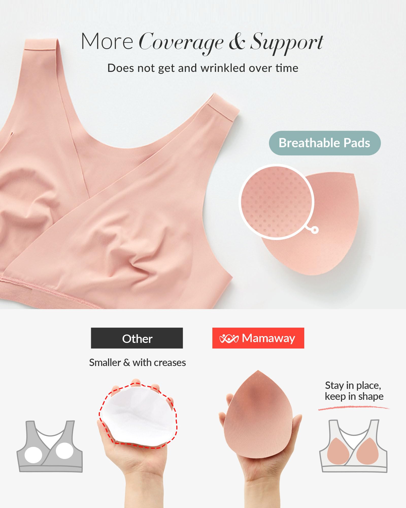 Mamaway Silky Crossover Nursing Maternity Wireless Bra, Smooth, Soft, Cooling, No Buckle, No Show for Sleeping Breastfeeding Green