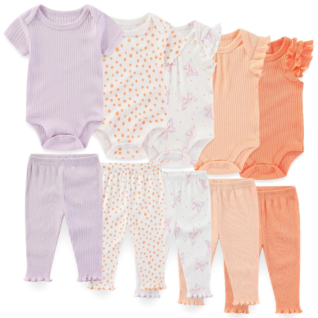 JELYLOVE 10 Pack Baby Boy Girl Bodysuits And Pants Sets New Born Outfits