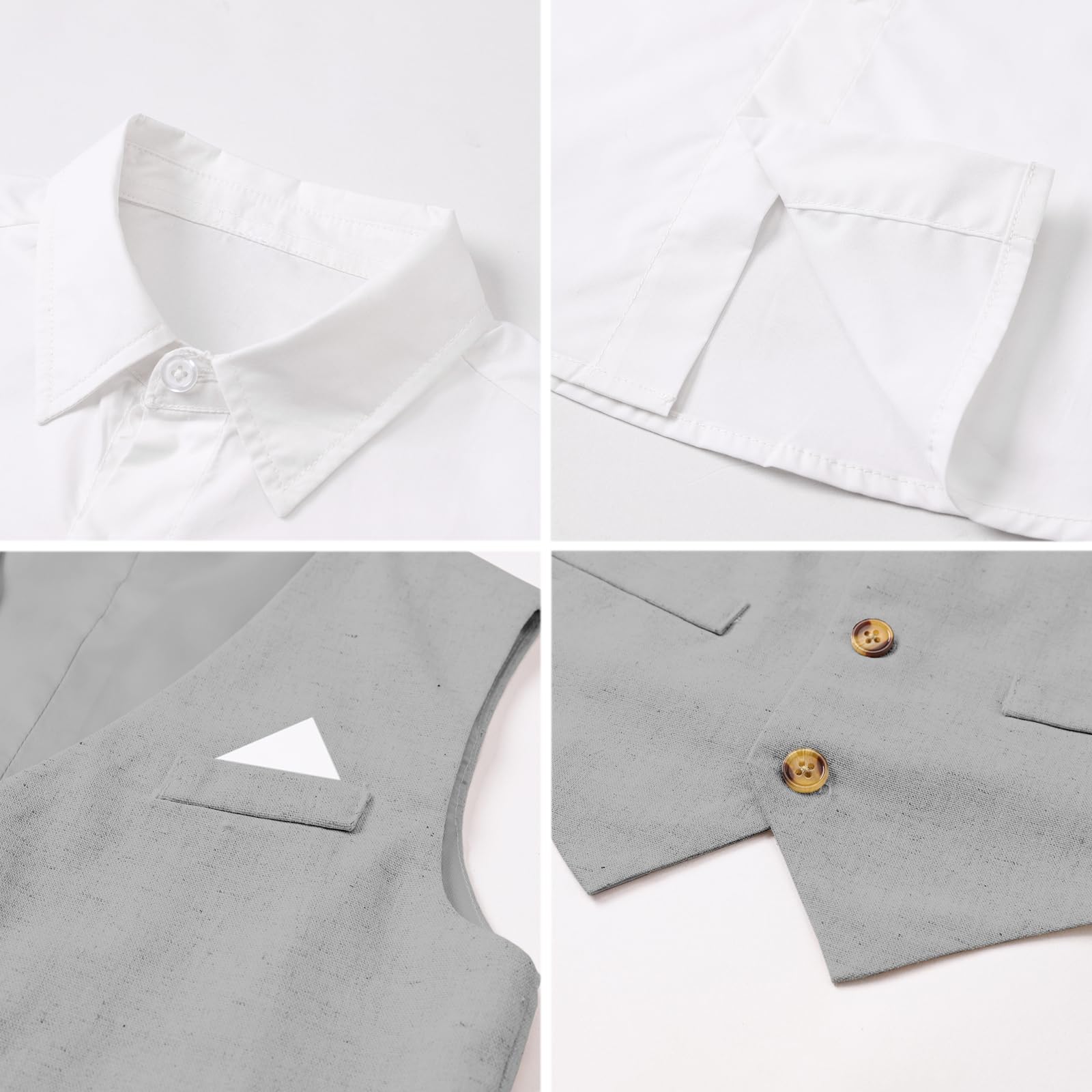 SANGTREE Boys Cotton Linen Formal Suit Linen Grey-1 9-12 Months=Tag 70