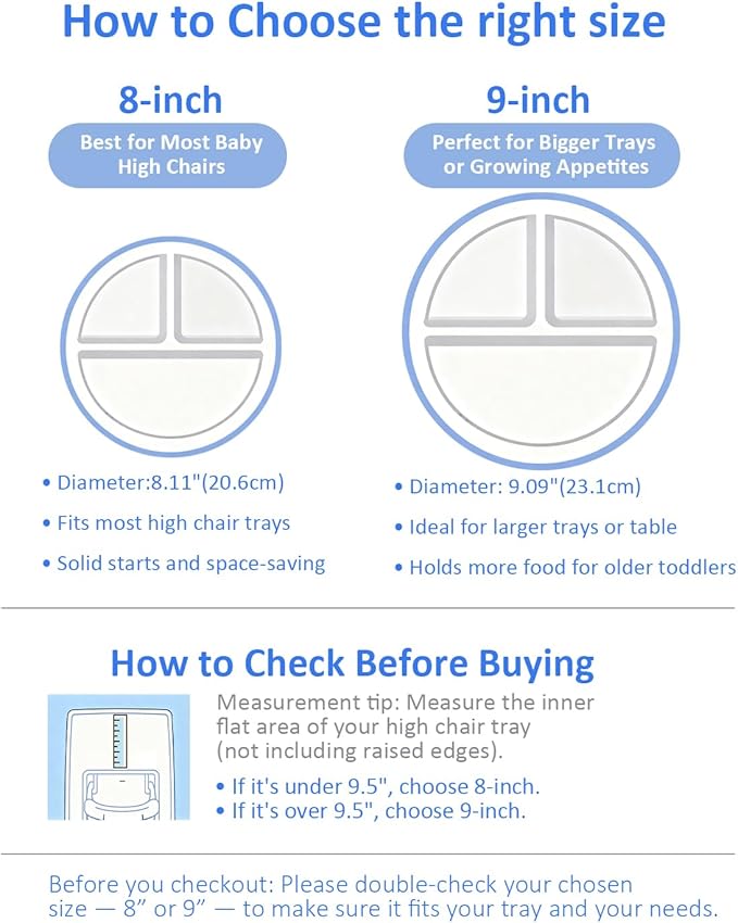 Stainless Steel Toddler Plate with Suction, 9” Divided Plates with Removable Silicone Sleeves for Kids, Non Toxic & BPA Free | Non Slip | Unbreakable Baby Snack Dishes Set of 2, Blue & Sage