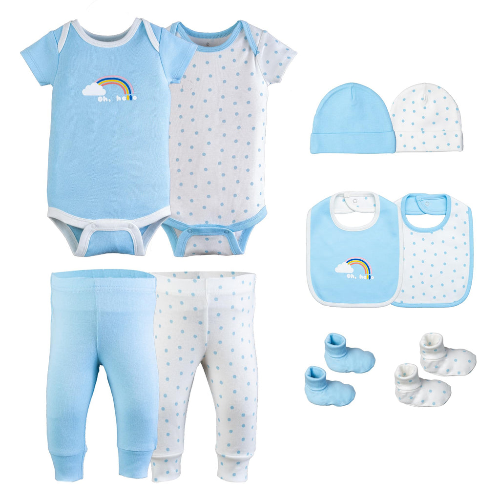 Little Peaches Baby Girl Clothes - 10 Piece Baby Girl Newborn Essentials, 100% Cotton Baby Layette Set, Newborn Girl Clothes- Baby Girl Clothes 0-3 Months - Rain & Shine