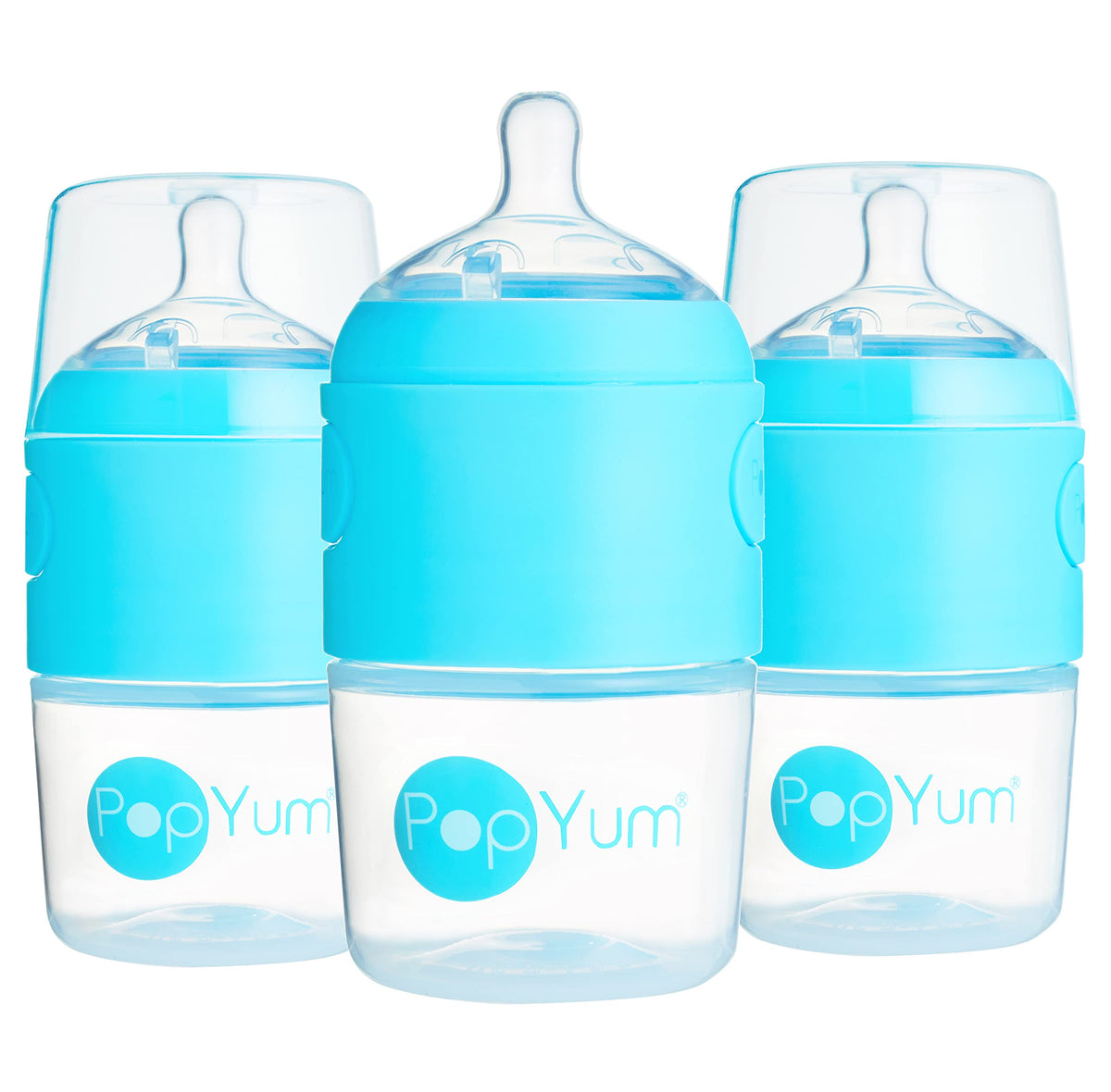PopYum 5 oz Blue Anti-Colic Formula Making Baby Bottles, 3-Pack
