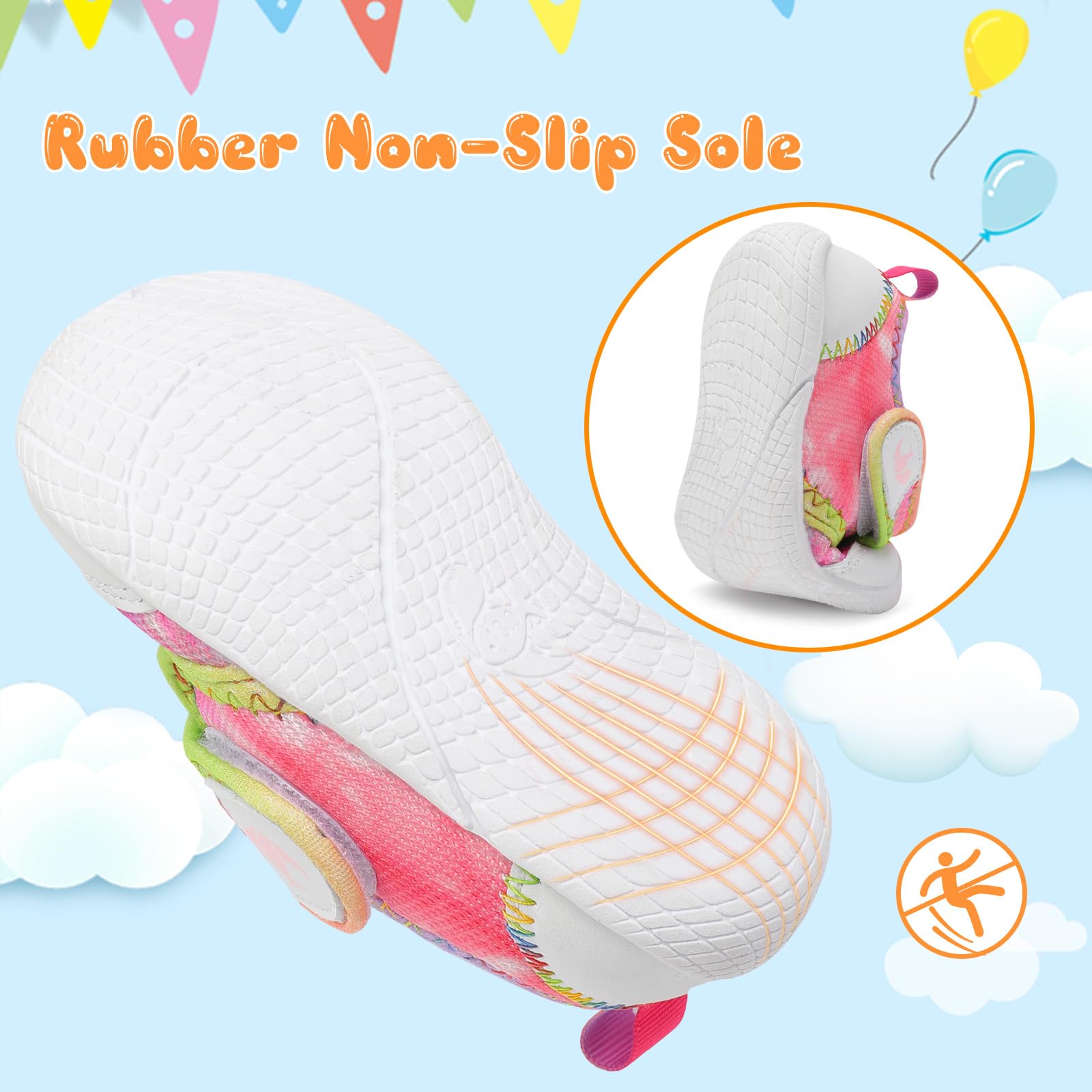 FEETCITY Baby Shoes Infant Crib Shoes Boys Girls First Walking Shoes Breathable Lightweight Slip On Shoes Colorful