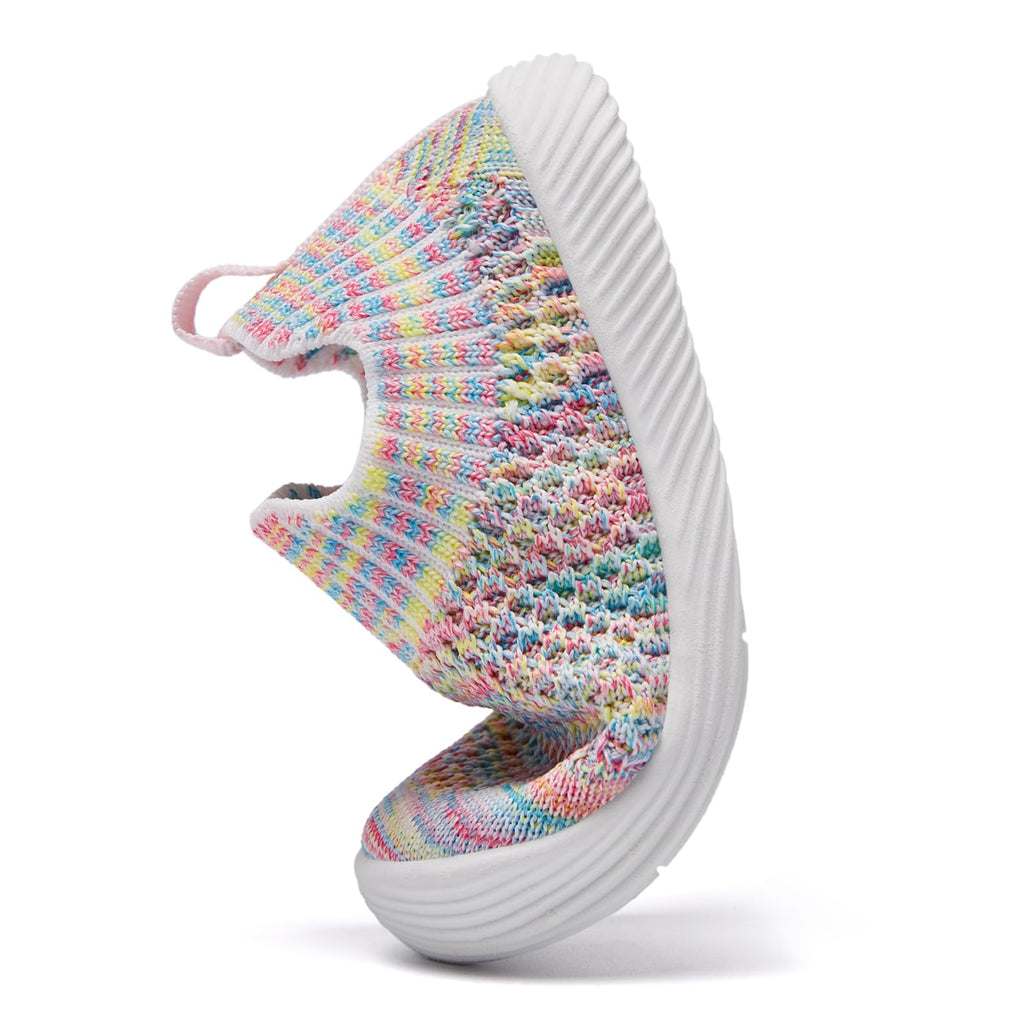 MORENDL Toddler Shoes Baby Walking Sock Shoes Non-Slip Breathable Boys & Girls Sneakers Infant Tennis Shoes Multi Rainbow 6-9Months