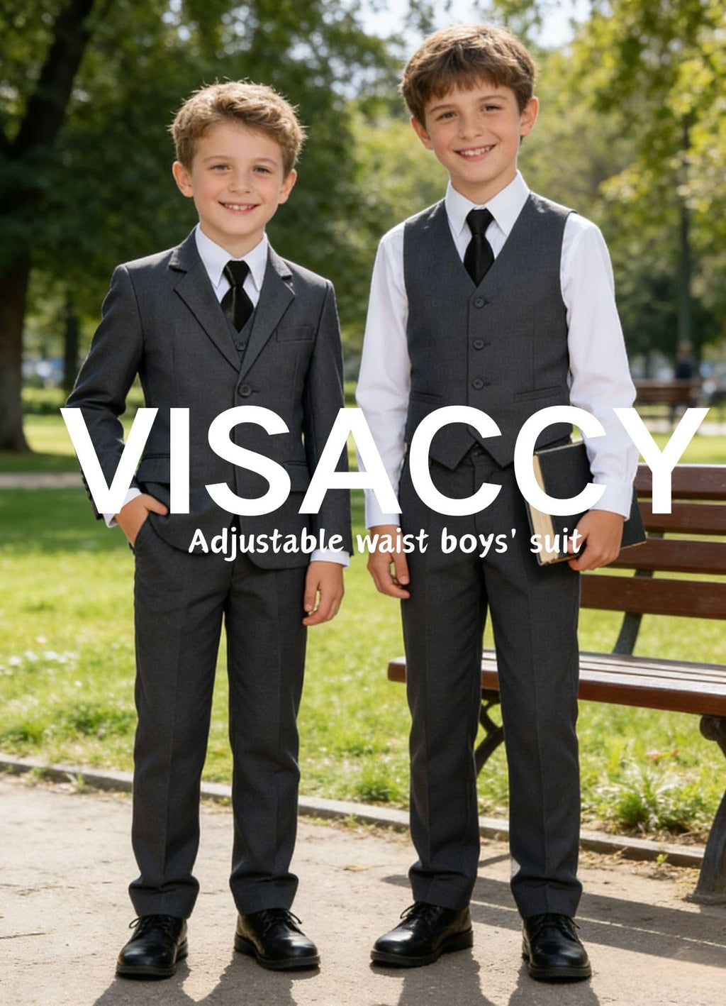 Boys Suits for Kids Toddler Slim Suit Vest and Pants Set Dark Gray Size 14