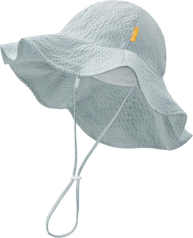 HONGTEYA Baby Sun Hat Toddler Girl Beach Hat Adjustable Outdoor Summer Hat UPF 50+ Sun Protection Wide Brim Infant Kids