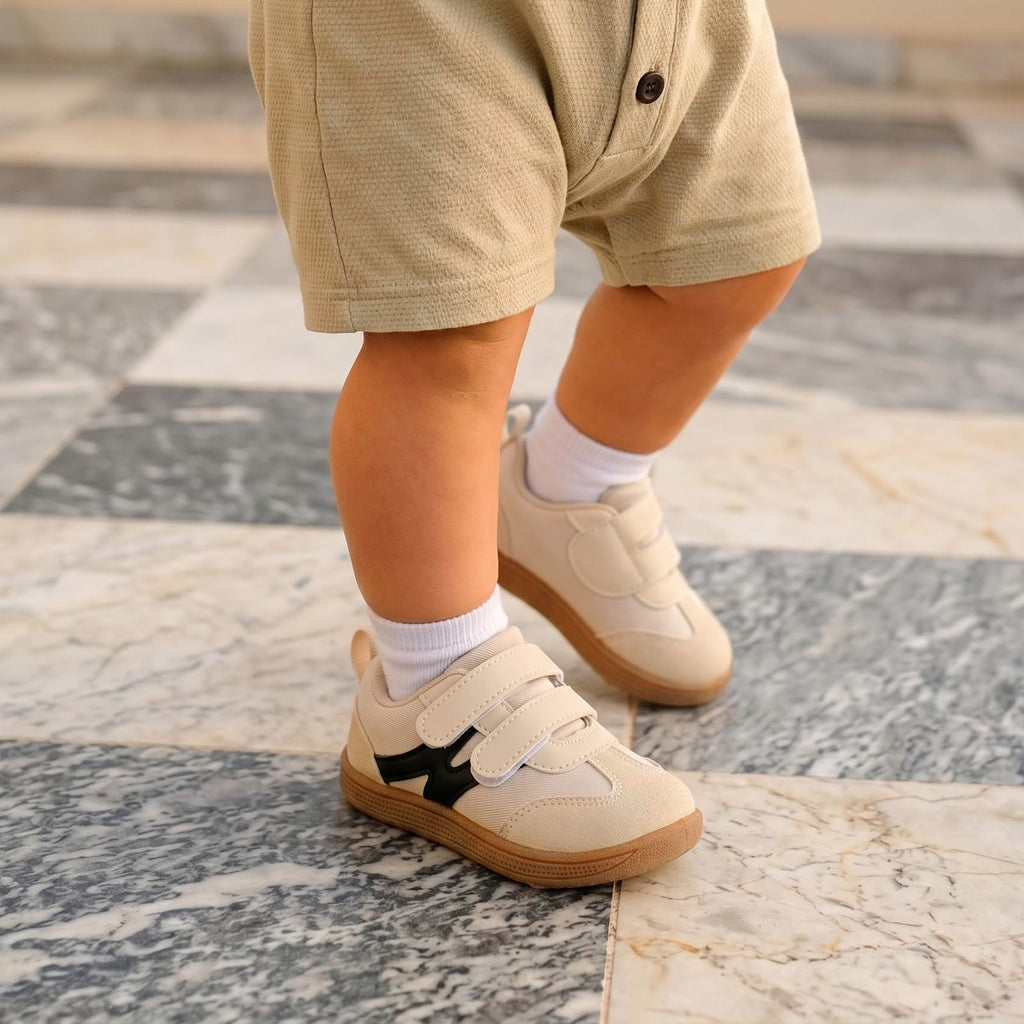 STQ KIDS Baby Wide Toe Box Shoes Lightweight First Walker Sneakers Beige 3