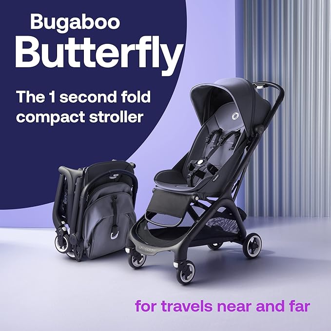 Bugaboo Butterfly - 1 Second Fold Ultra-Compact Stroller - Lightweight & Compact - Great for Travel (Stormy Blue)