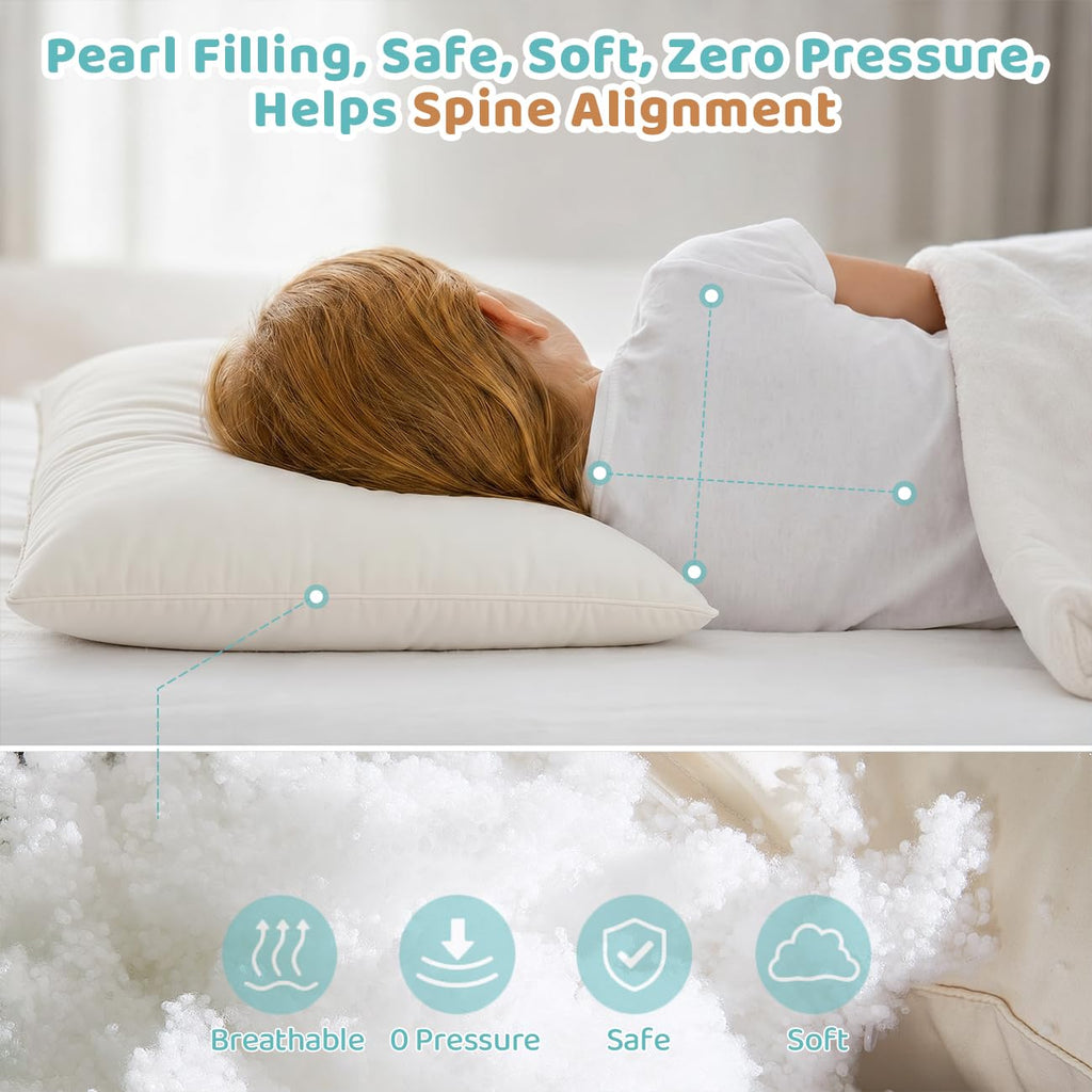 LOFE Adjustable Kids Pillow for Ages 2-4 with Organic Cotton Pillowcase