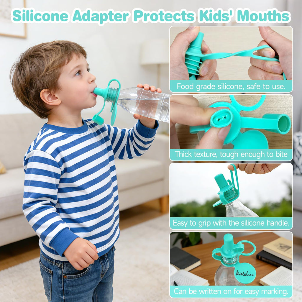 Morlike Living Water Bottle Spout Adapter, Silicone Baby Water Bottle Adapter for Toddlers, Protects Kids Mouth - No Spill & BPA Free (Mix - 4 Pack)