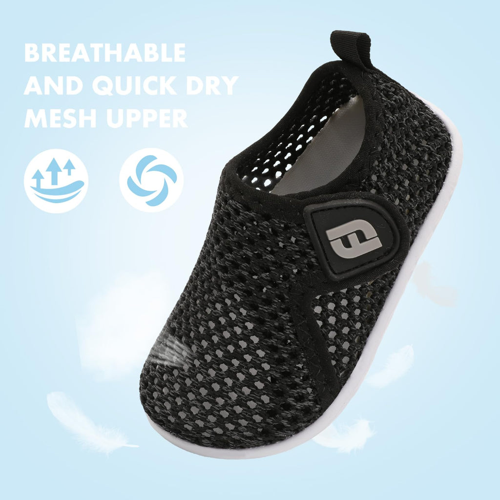 Baby Girls Boys Water Shoes Swim Barefoot Shoes Sandals Water Sports Aqua Socks Sneakers for Beach Mesh BlackGrey 12-18 Months Infant