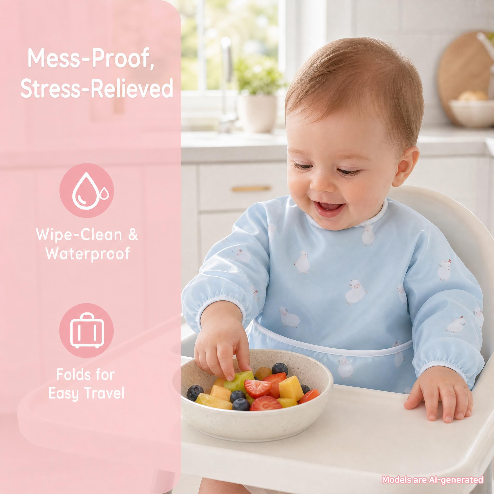 Little Dimsum Long Sleeve Bib for Baby Infant Toddler 6-36 Months
