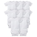 Gerber unisex baby 8-pack Short Sleeve Onesies Bodysuits and Toddler T Shirt Set, Solid White, Preemie US