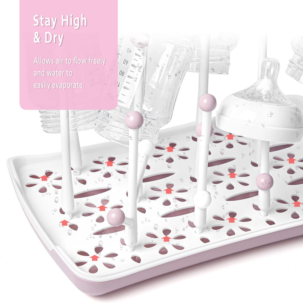 Termichy Baby Bottle Drying Rack: Space-Saving with 13 Hooks & Drain Tray