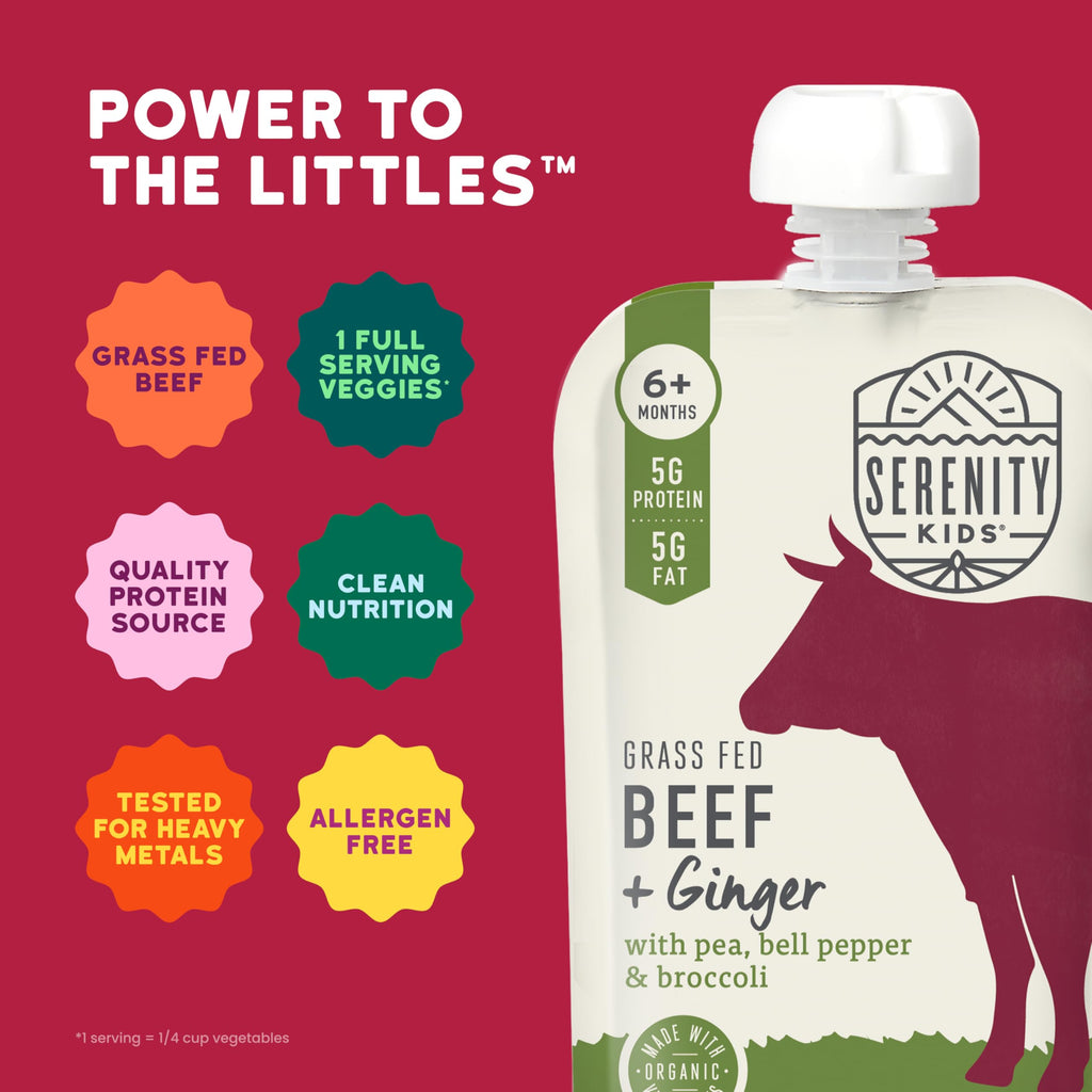 Serenity Kids Organic Baby Food Pouches, Beef & Veggie, 3.5 Oz, 12 Pack