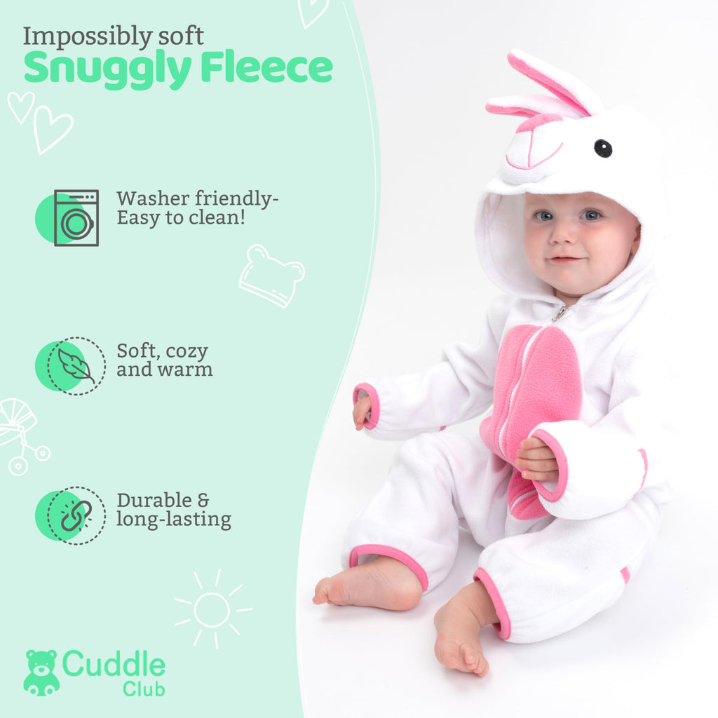 Cuddle Club Fleece Baby Bunting Bodysuit – Infant One Piece Kids Hooded Romper Outerwear Toddler Jacket
