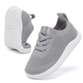 MORENDL Toddler Wide Toe Box Barefoot Shoes Baby First Walking Shoes Boys Girls Non-Slip Zero Drop Minimalist Sneakers Mid Grey 15-18 Months