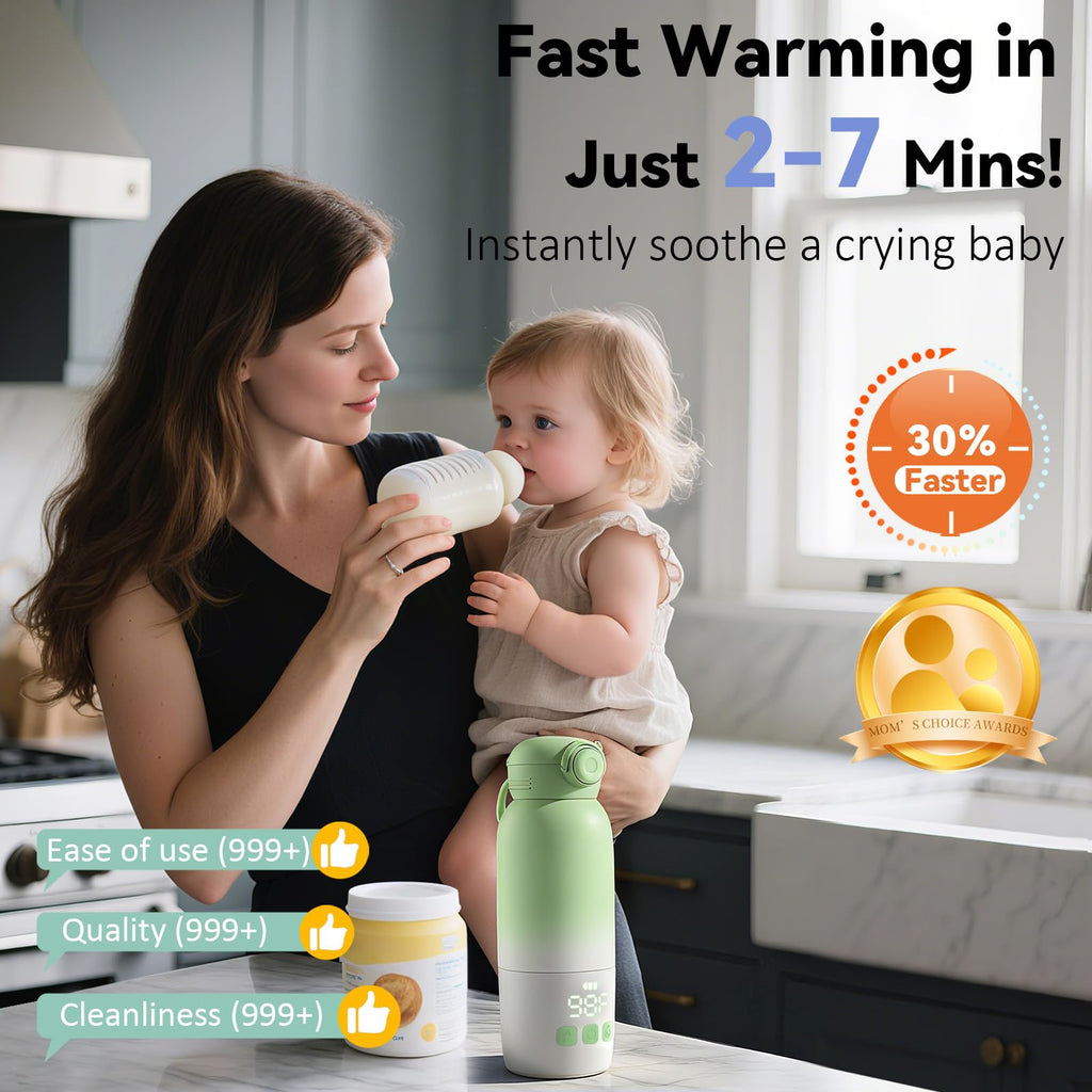 Portable Bottle Warmer for Travel,12oz Cordless Milk Warmer for Baby