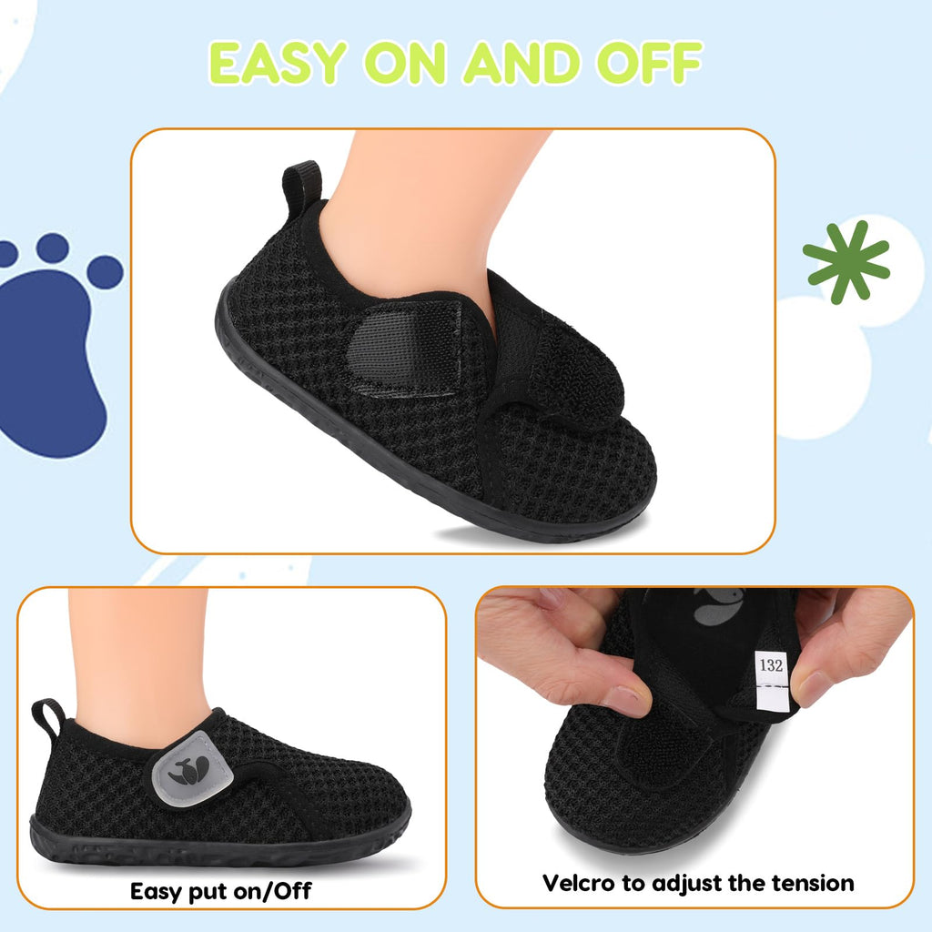 FEETCITY Baby Sneakers Boys Girls Slip On Shoes First Walking Crib Shoes Black