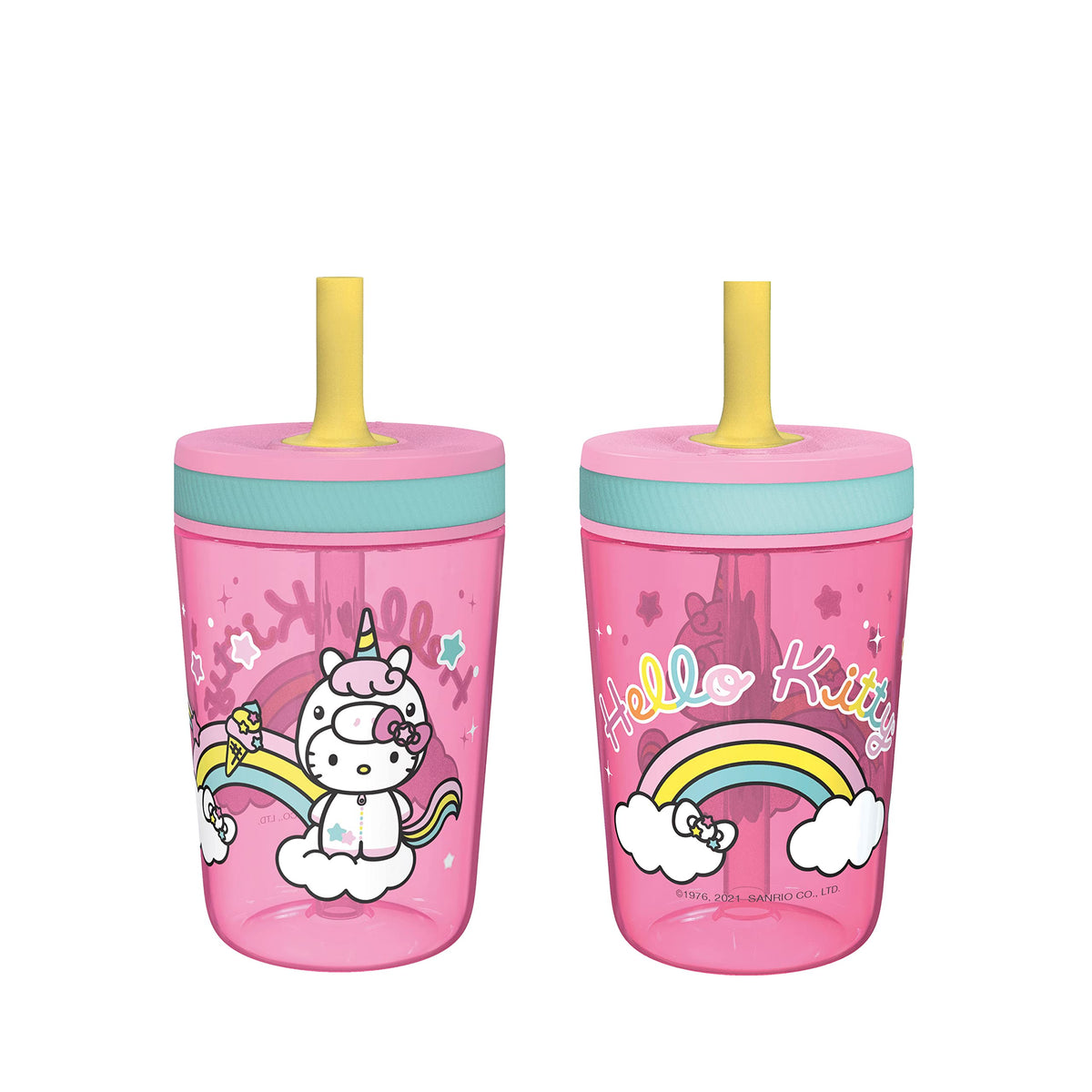 Zak Designs Gabby's Dollhouse Kelso Toddler Cups For Travel or At Home, 15oz 2-Pack Durable Plastic Sippy Cups With Leak-Proof Design is Perfect For Kids Cakey Cat, Mercat