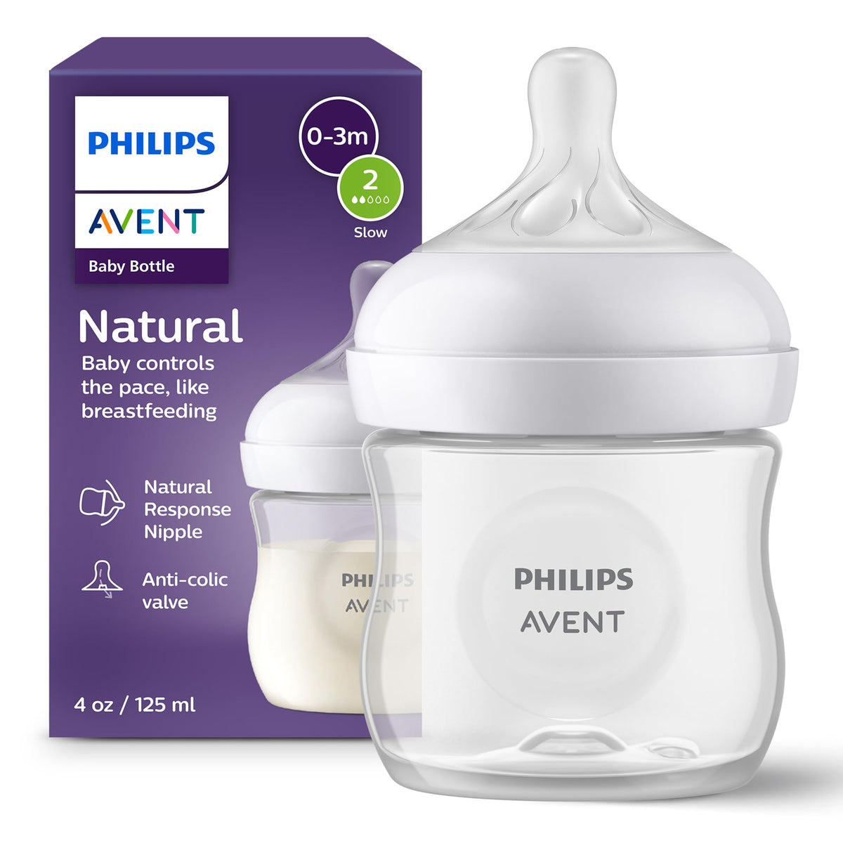 Philips Avent Natural Baby Bottles, Fast Flow, 11 oz, BPA-Free, 4-Pack