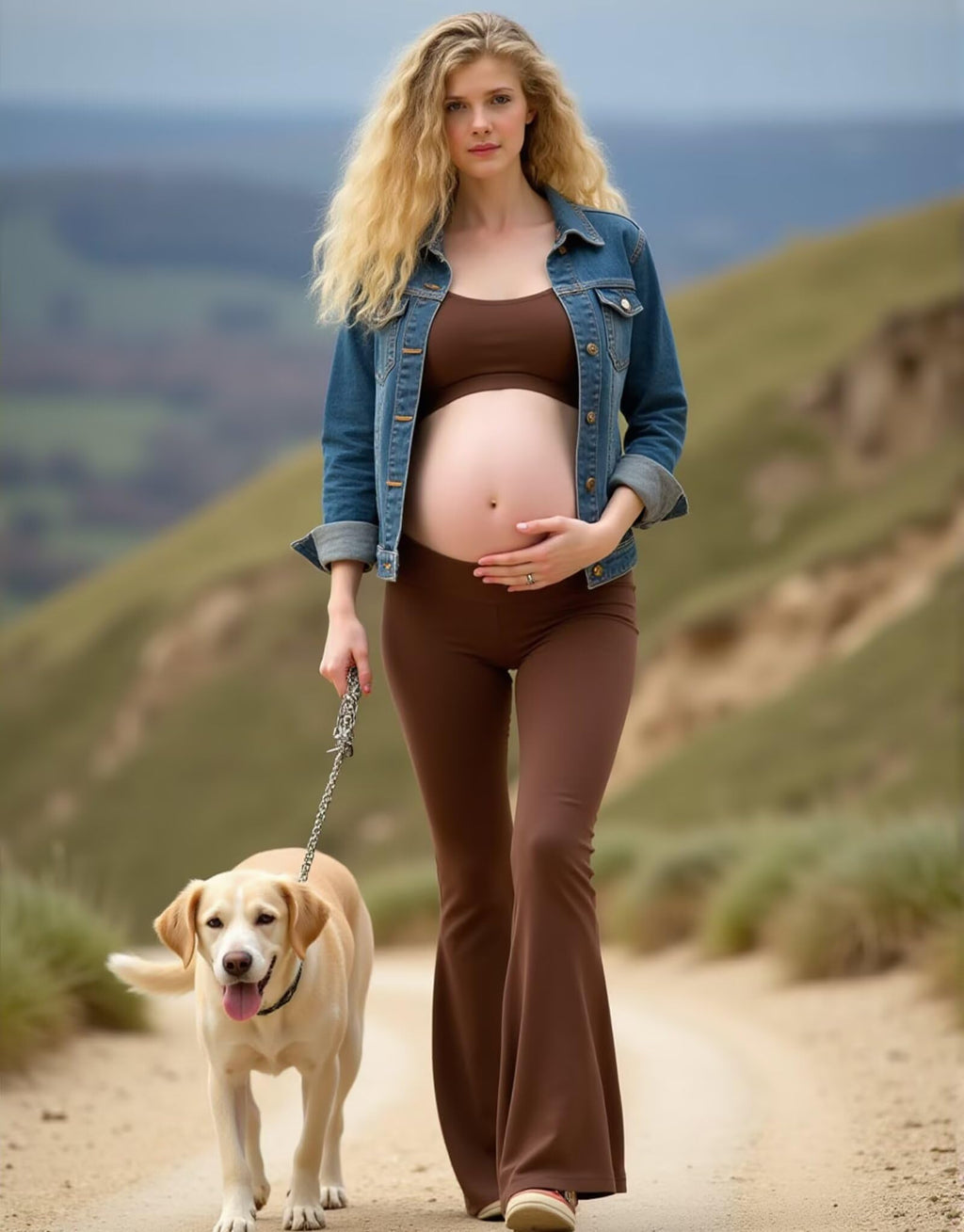 Fotociti Maternity Flare Leggings with Pockets, Women Pregnancy Yoga Pants