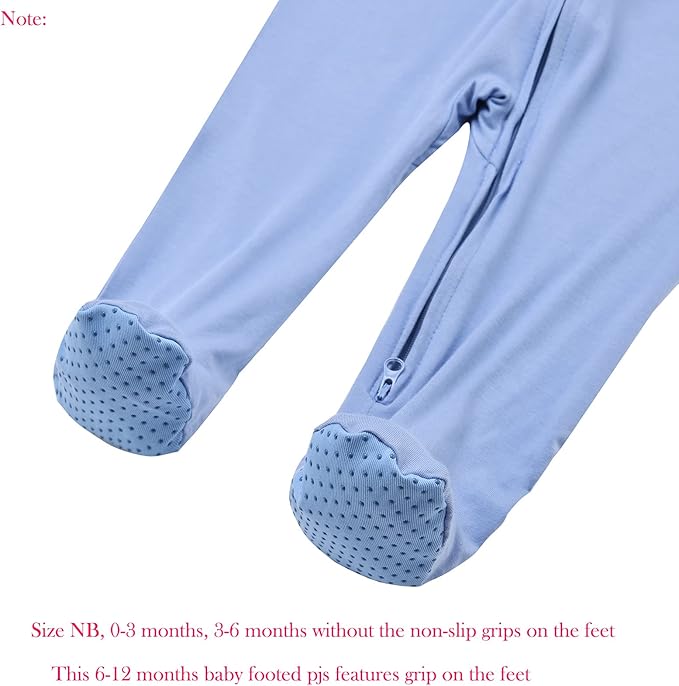 Aablexema Baby Footie Pajamas Zipper - Rayon from Bamboo Infant Footed Pjs with Mittens Sleepwear Jammies