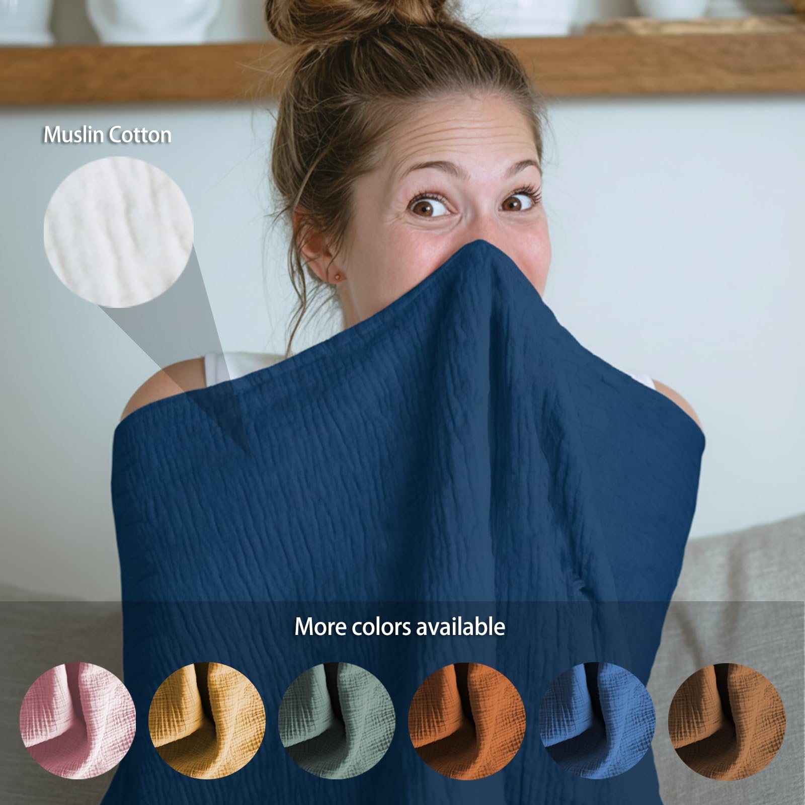 MUGVELL Muslin Nursing Covers for Breastfeeding, Navy Blue