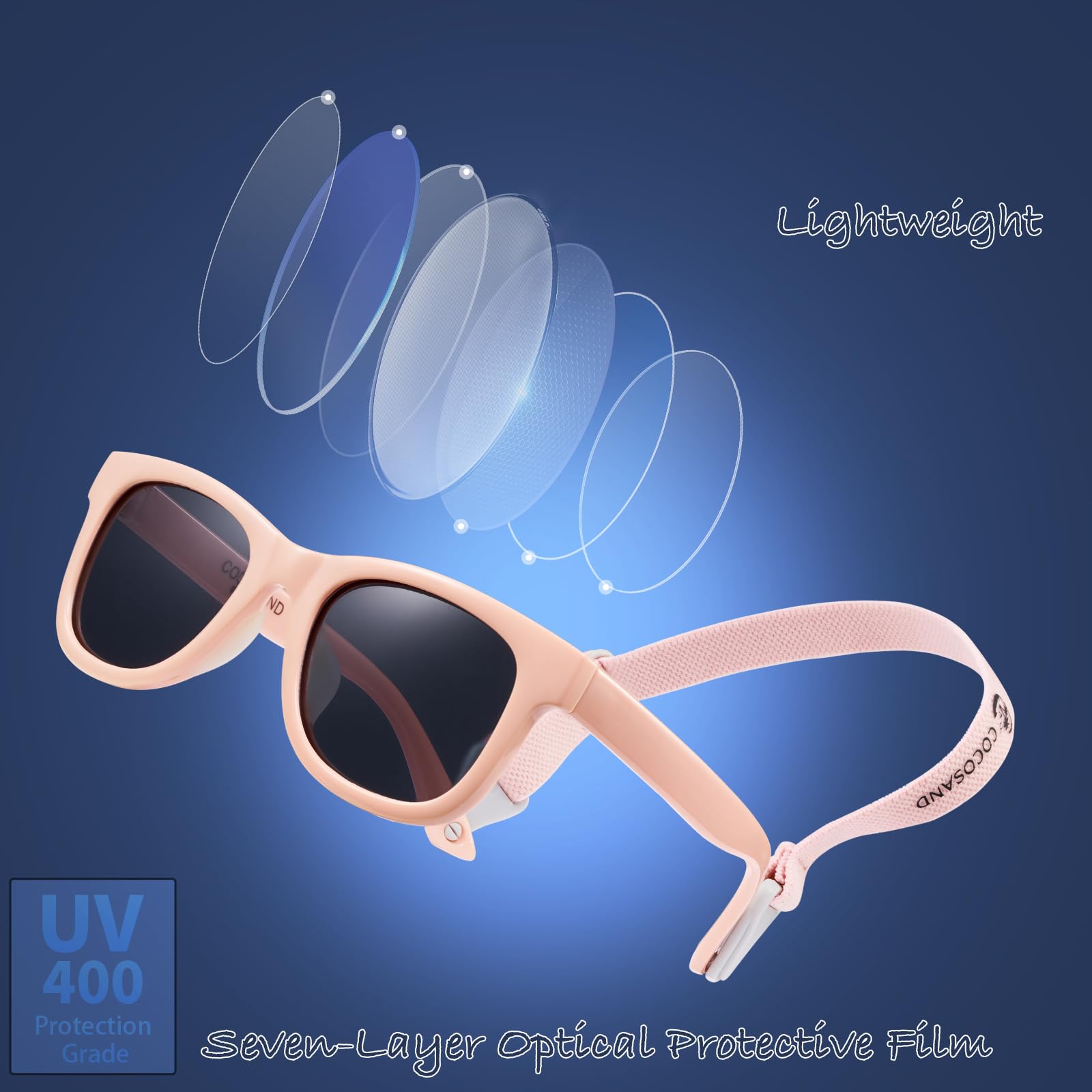 COCOSAND Flexible Polarized Baby Sunglasses with Strap & Silicone Nose Pads