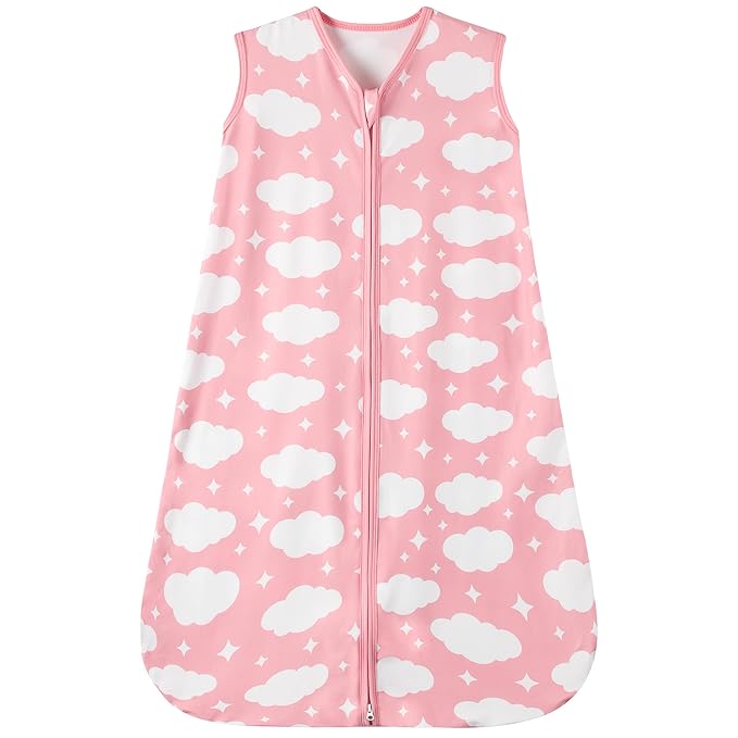 Baby Sleep Sack 18-24 Months Baby Wearable Blanket 100% Rayon Cotton 2-Way Zipper Toddler Sleeping Sack，Comfy Soft Lightweight TOG 0.3（Cloud）