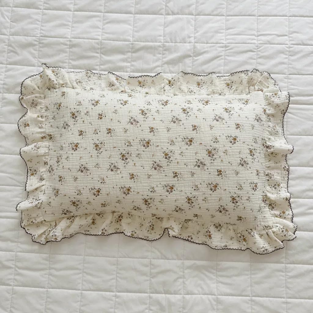 BuLuTu Muslin Toddler Pillowcase for Girls Boys, Sheep Pattern, 14"x20"