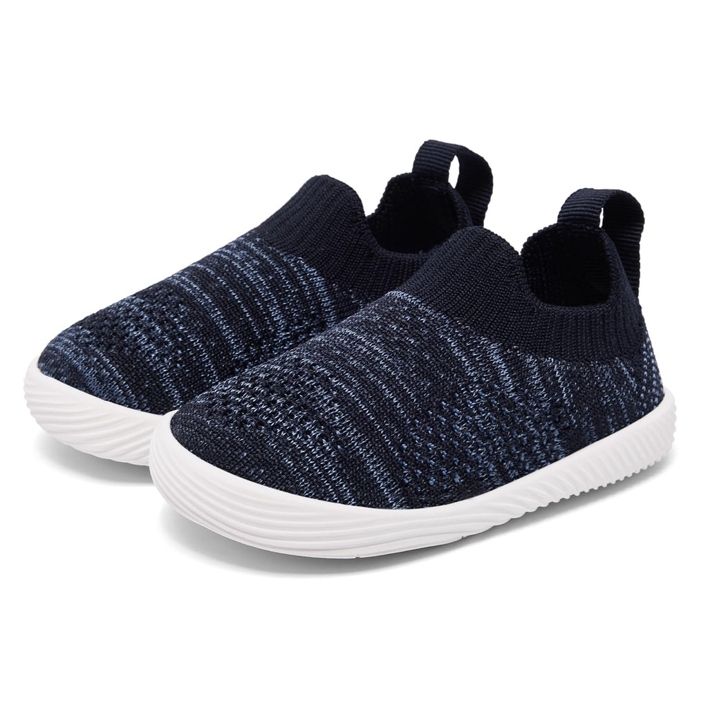 MORENDL Toddler Shoes Baby Walking Sock Shoes Non-Slip Breathable Boys & Girls Sneakers Infant Tennis Shoes Mix Navy 6-9Months