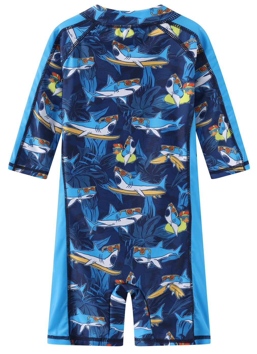 Toddler Baby Boys Swimsuit Rashguard One Piece Zipper Bathing Suit with Sun Hat Infant Swimwear Sunsuit UPF 50+（Surf Shark，18-24 Months）