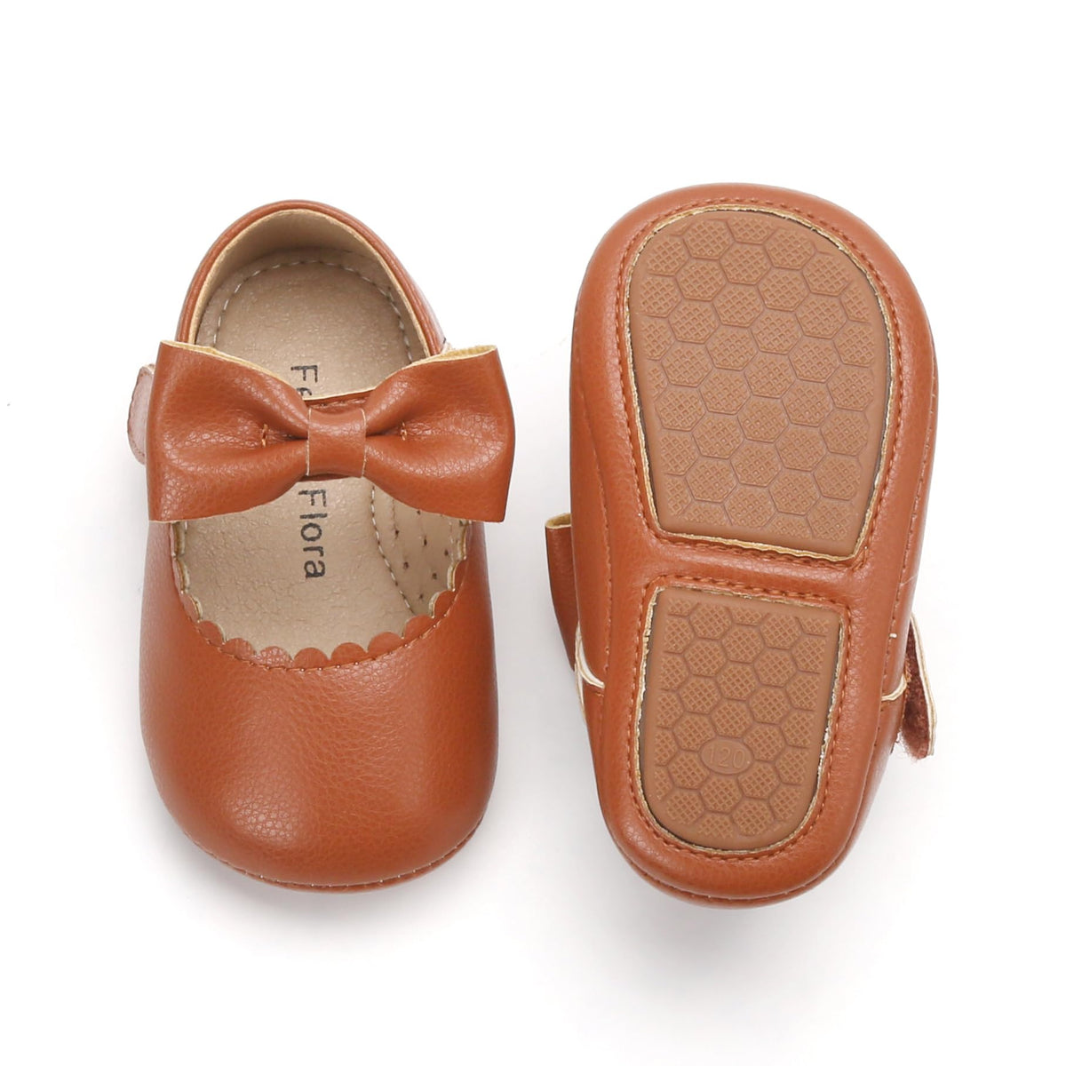Felix & Flora Soft Sole White Baby Walking Shoes - Infant Moccasins Rubber Sole Crib Ballet Flats(White,9-12Months)
