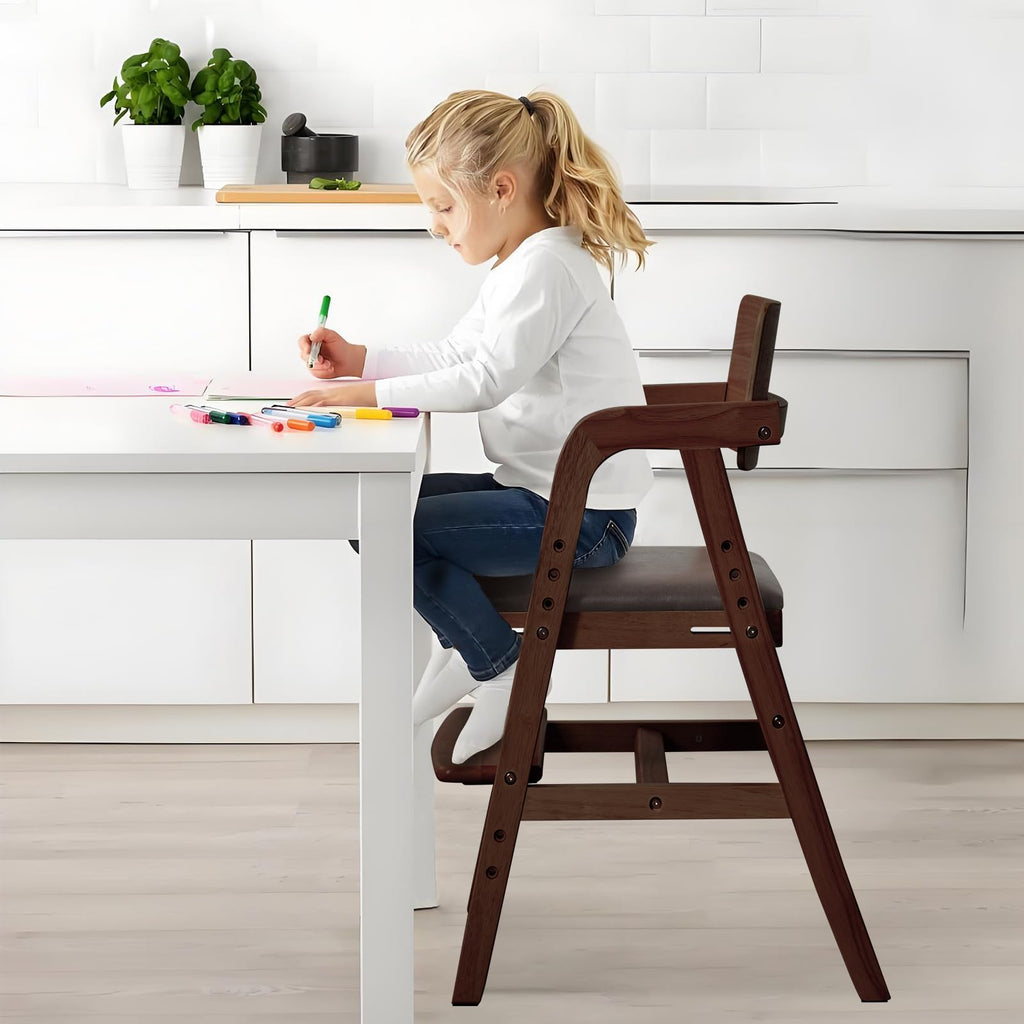 Leesinwing Wooden High Chair for Toddlers, Toddler Dining Chair, Walnut