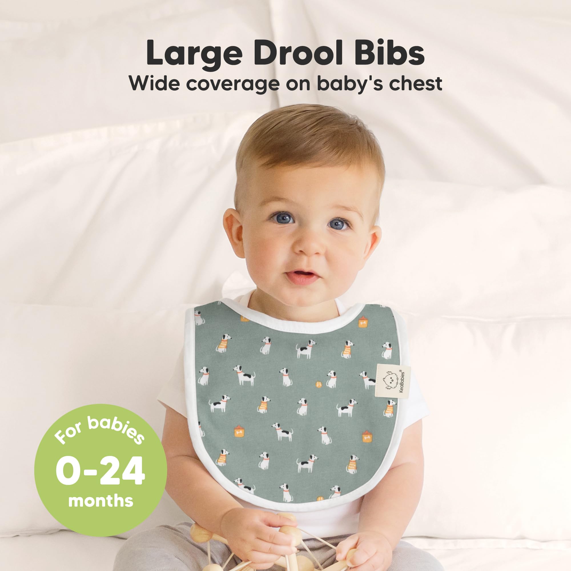 KeaBabies 8-Pack Organic Baby Bibs for Drooling and Teething (Pets & Paws)