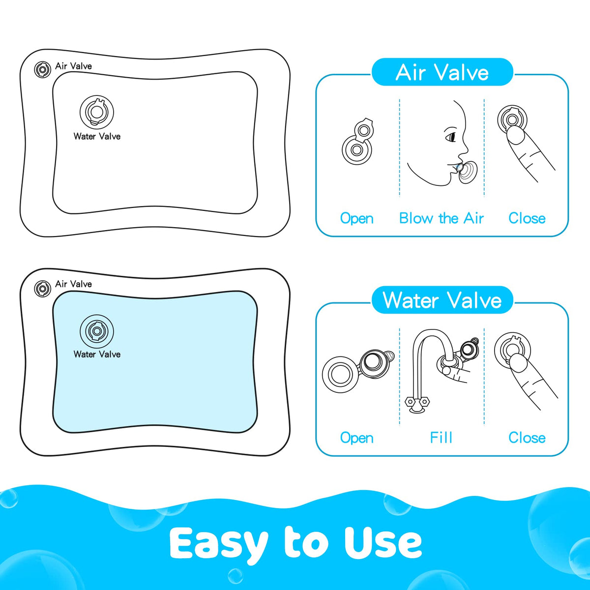 Yeeeasy Tummy Time Water Mat丨Inflatable Tummy Time Water Play Mat for Babies, Infants and Toddlers 3 to 24 Months Promote Development Toys Baby Toys essentials and Gifts